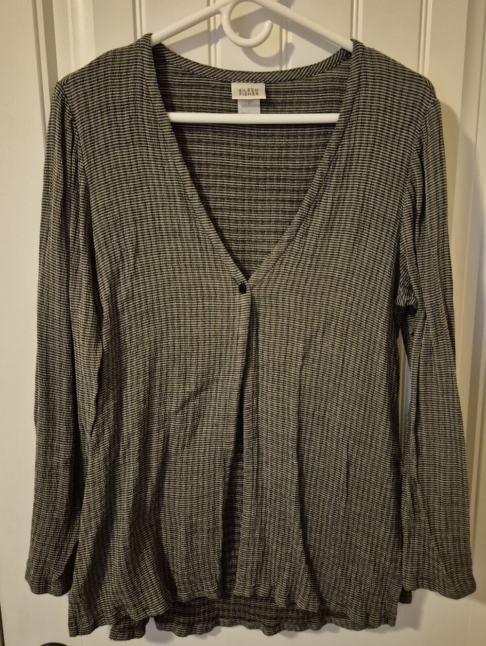 Eileen Fisher long sleeve waffle knit cardigan